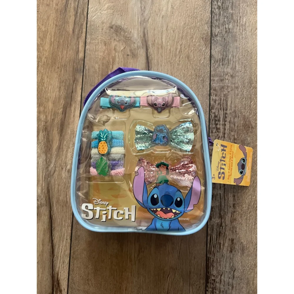 NEW Girls Disney Stitch Hair Accessories Set One Size Blue Pink